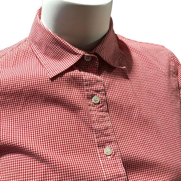 J Crew Red Gingham Check Shirt Womens S Long Sleeve Plaid Button Stretch Perfect - Picture 2 of 6